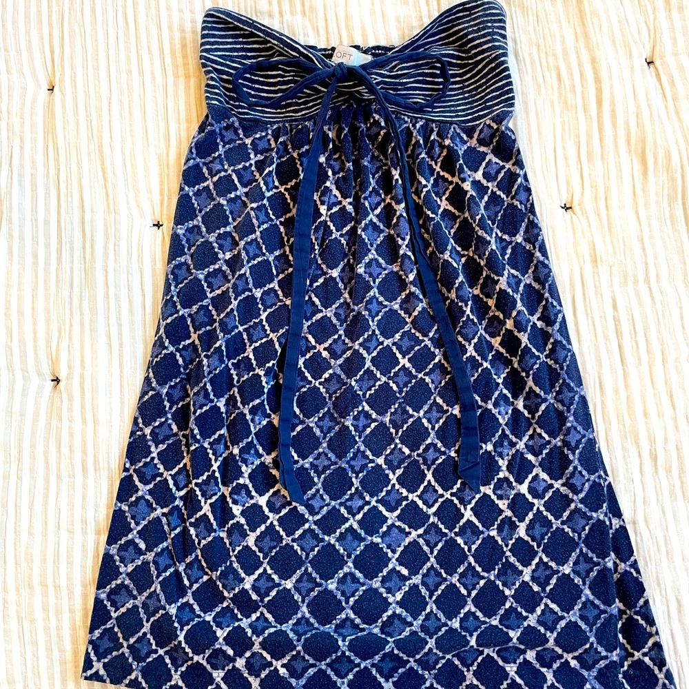 Loft navy tie neck dress/cover up